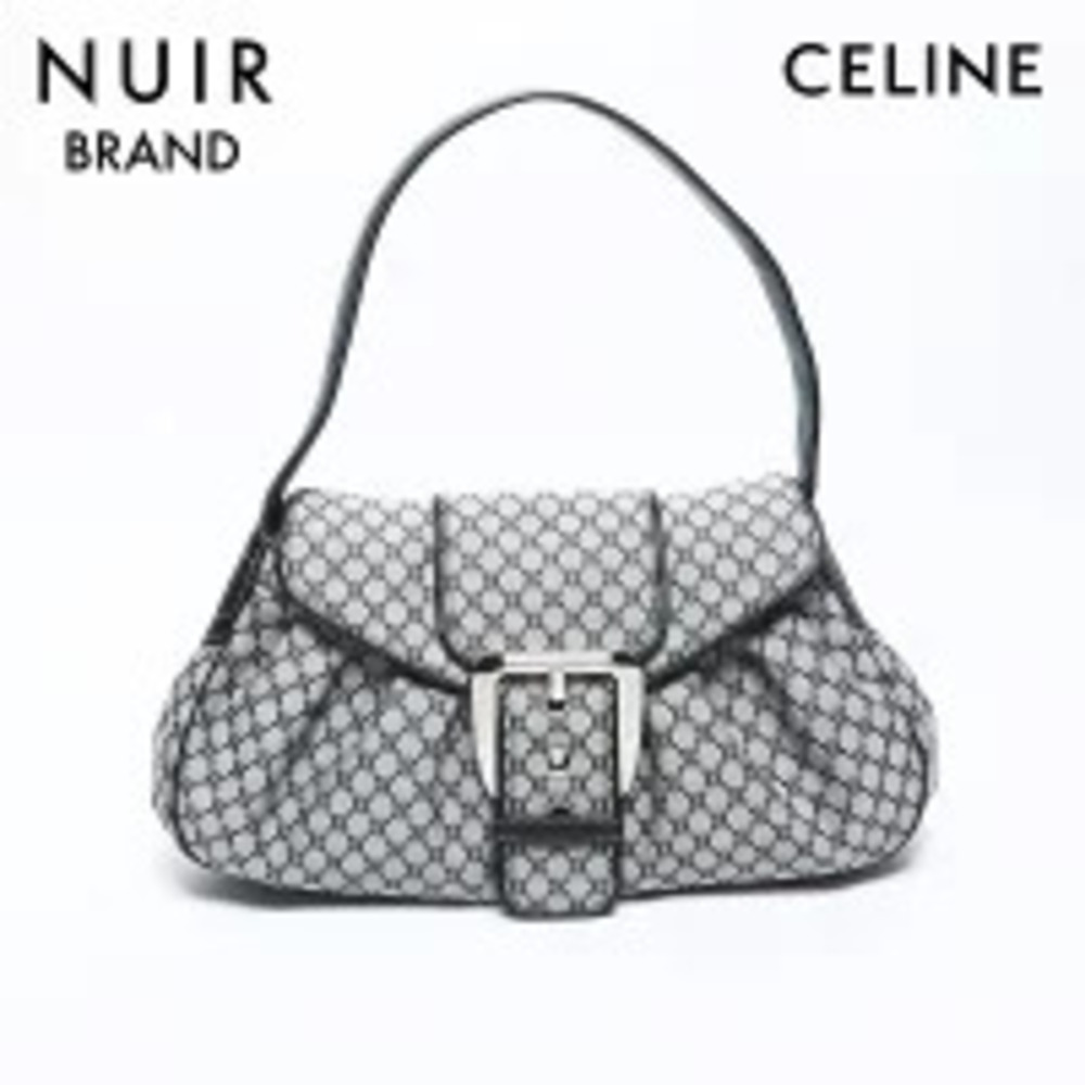 Celine Macadam One Shoulder Hobo Bag Canvas Shoulder Gray
